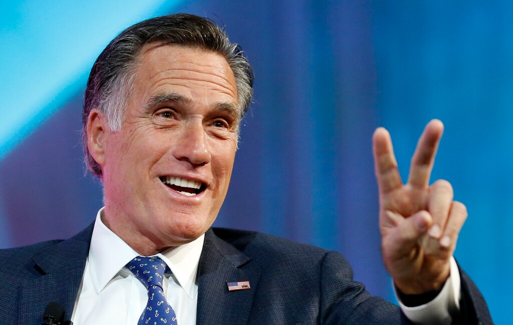 Former Republican presidential candidate Mitt Romney speaks about the tech sector during an industry conference dubbed Silicon Slopes, the nickname for Utah's burgeoning cluster of tech companies Friday, Jan. 19, 2018, in Salt Lake City. Those close to the 70-year-old say he's interested in running for the Utah Senate seat being vacated by Republican Orrin Hatch and expect an announcement soon, though Romney has demurred so far. (AP Photo/Rick Bowmer)
