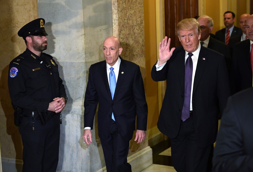 President Donald Trump arrives on Capitol Hill in Washington, Thursday, Nov. 16, 2017. Trump arrived at the Capitol for a pep rally with House Republicans, shortly before the chamber was expected to approve the tax bill over solid Democratic opposition. (AP Photo/Susan Walsh)
