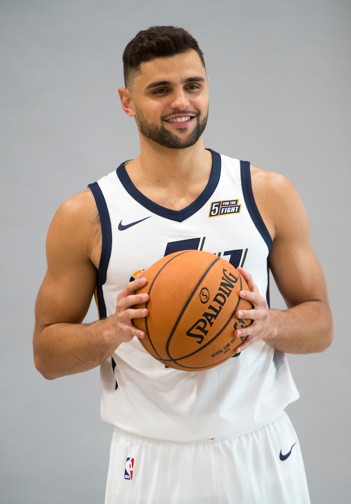 (Rick Egan  |  The Salt Lake Tribune)  Utah Jazz guard Raul Neto, poses for photos, during the Utah Jazz media day, at the Zions Bank Basketball Center, Monday, September 25, 2017.


