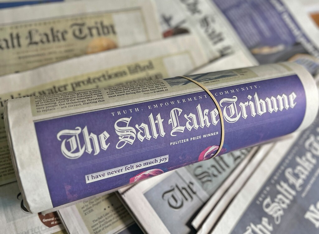 Copies of the print edition of The Salt Lake Tribune are shown on Nov. 24, 2025. (Francisco Kjolseth | The Salt Lake Tribune)