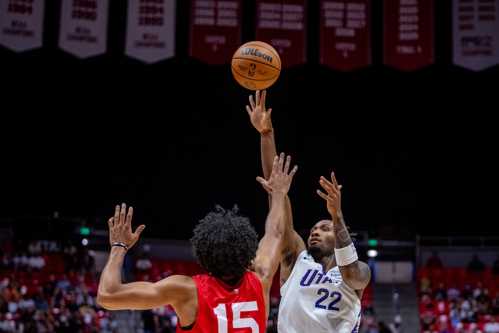 (Trent Nelson  |  The Salt Lake Tribune) Utah Jazz guard Darryn Peterson (22) as the Utah Jazz face the Atlanta Hawks in a Salt Lake City Summer Leauge basketball game on Tuesday, June 30, 2026