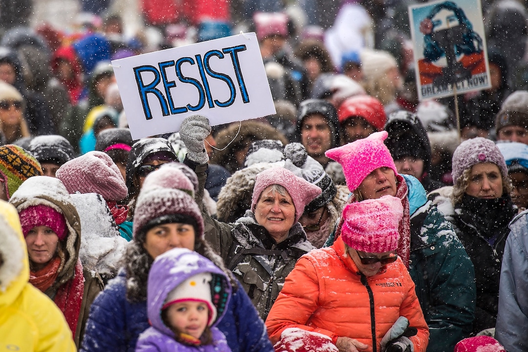 (Chris Detrick  |  The Salt Lake Tribune)  People gather during the Respect Rally Park City at City Park on Saturday, Jan. 20, 2018.
