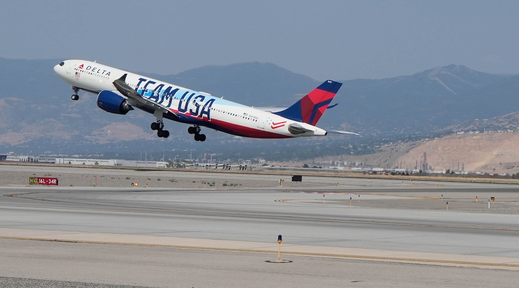 (Francisco Kjolseth | The Salt Lake Tribune) Prominent Utah delegates depart Salt Lake City International Airport for Paris to participate in the International Olympic Committee’s upcoming vote on whether the state will host the 2034 Winter Games on Monday, July 22, 2024.