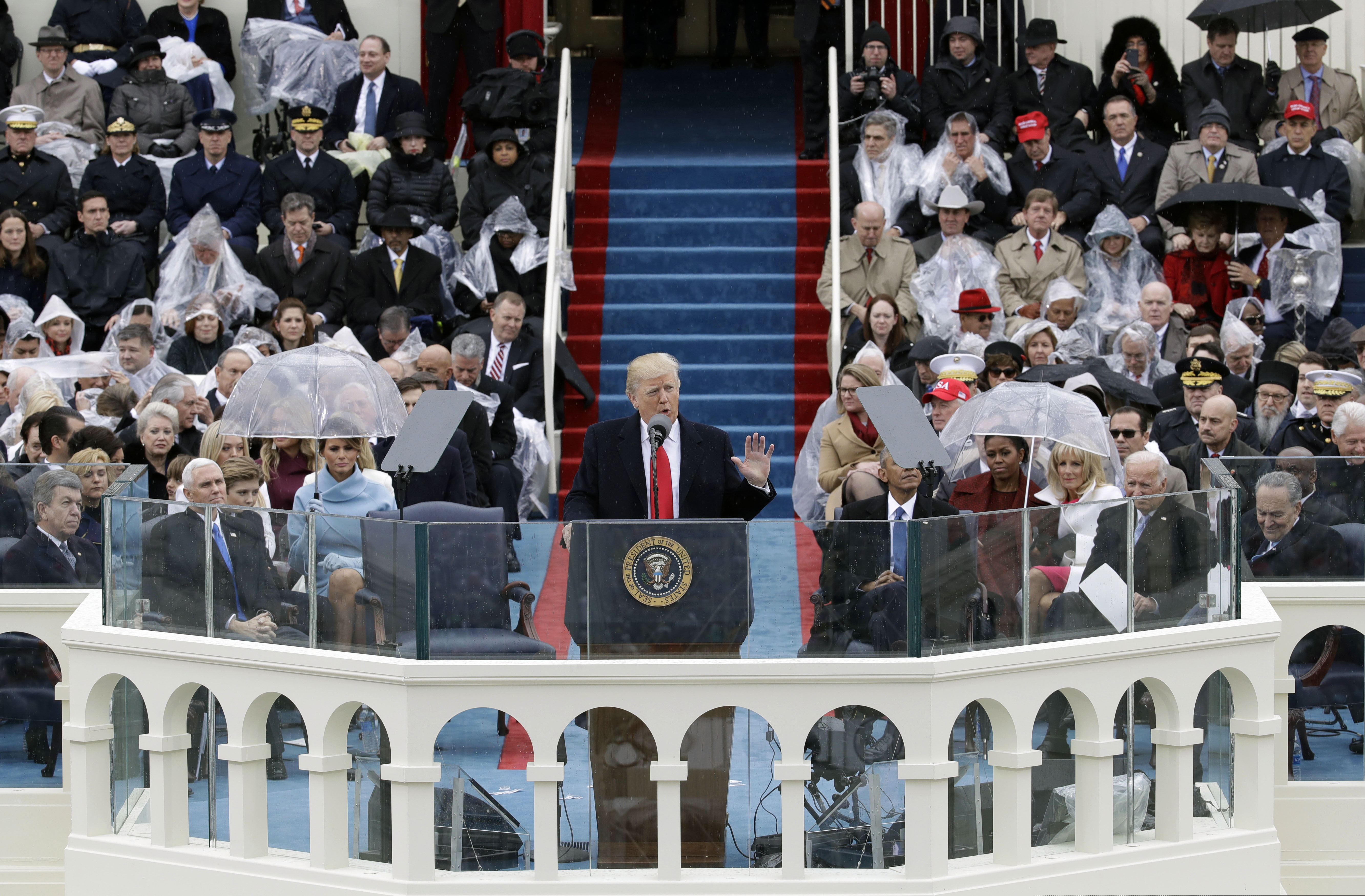 (Patrick Semansky | AP file photo)
In this Jan. 20, 2017, photo, President Donald Trump delivers his inaugural address after being sworn in as the 45th president of the United States during the 58th Presidential Inauguration at the U.S. Capitol in Washington.
