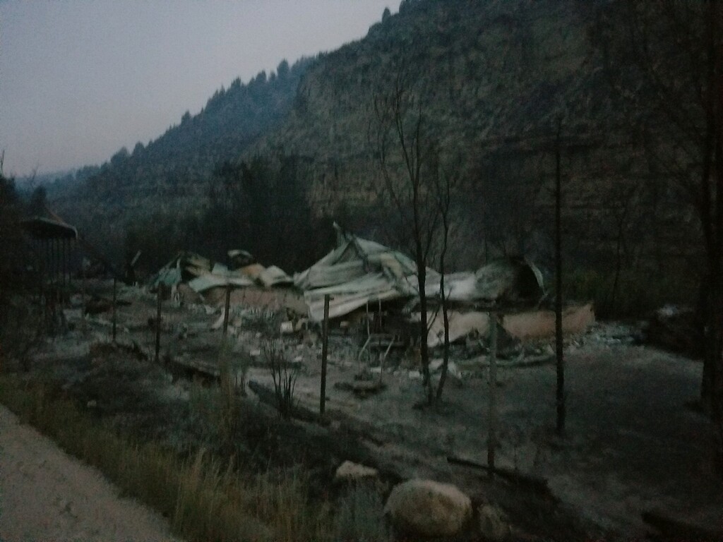(Courtesy Ken Wallace) A view of Ken Wallace's property after his cabin was destroyed in the Dollar Ridge Fire.
