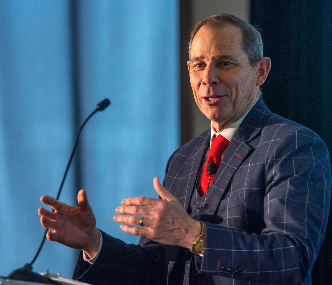 (Rick Egan  |  The Salt Lake Tribune)       Congressman John Curtis listens as Derek Miller, President and CEO of Salt Lake Chamber, makes a few comments during a forum on how American aid strengthens national security and creates opportunities for Utah businesses, sponsored by the U.S. Global Leadership Coalition, at Thanksgiving Point, Friday, April 5, 2019.
