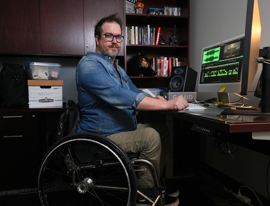 (Chris Samuels | The Salt Lake Tribune) Stan Clawson is photographed in his office in Salt Lake City, Thursday, Oct. 9, 2025. Clawson, a freelance filmmaker, uses the Affordable Care Act marketplace for health care coverage for his spinal cord injury.