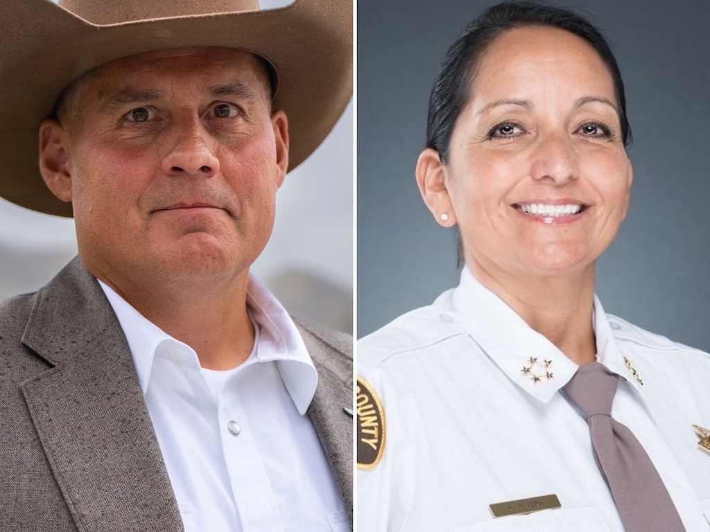(Campaign photos) Shane Manwaring, left, and Rosie Rivera, candidates for the 2026 Salt Lake County Sheriff election.