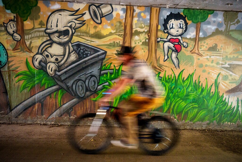 (Trent Nelson  |  The Salt Lake Tribune) Murals in tunnels along the Poison Creek Trail in Park City on Wednesday, Sept. 1, 2021.