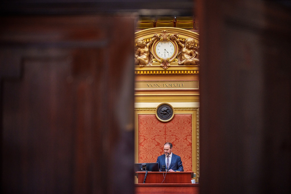 (Trent Nelson  |  The Salt Lake Tribune) House Speaker Mike Schultz, R-Hooper, on the last night of the 2024 legislative session at the Utah Capitol in Salt Lake City on Friday, March 1, 2024.