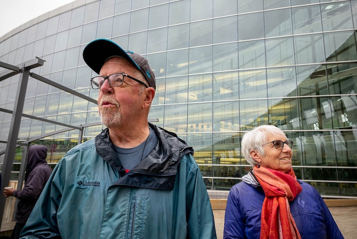 (Trent Nelson | The Salt Lake Tribune)  
Bernie and Marita Hart outside Salt Lake City's Main Library, where they run a tai chi class for homeless people, on Wednesday April 3, 2019.