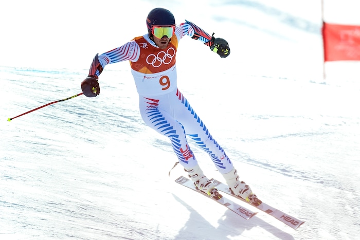 (Chris Detrick  |  The Salt Lake Tribune) Park City's Ted Ligety competes in the Men's Giant Slalom Run 1 during the Pyeongchang 2018 Winter Olympics Sunday, Feb. 18, 2018. Ligety finished this run in 20th place with a time of 1:10.71.