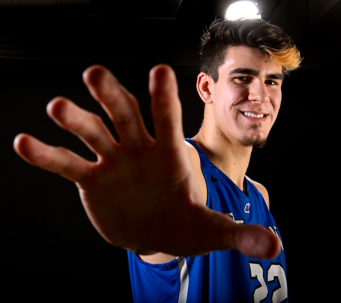 (Steve Griffin  |  The Salt Lake Tribune)  Prep basketball Matt Van Komen, Pleasant Grove, in the Salt Lake Tribune studio in Salt Lake City Tuesday April 10, 2018.