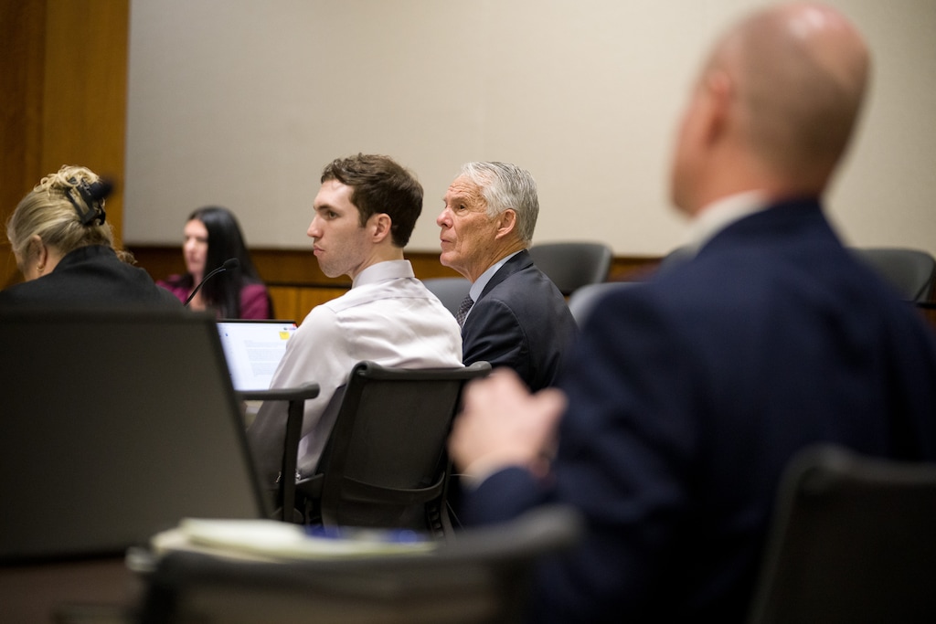 (Trent Nelson  |  The Salt Lake Tribune) Tyler Robinson, accused in the fatal shooting of Charlie Kirk, appears during a hearing in 4th District Court in Provo on Tuesday, Feb. 3, 2026.