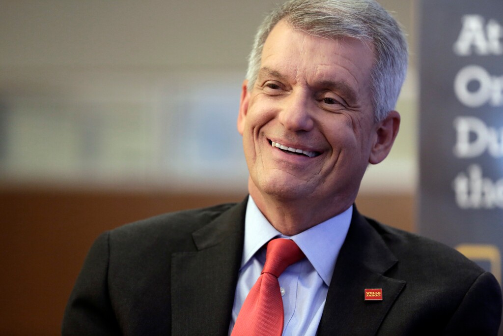 FILE - In this Friday, March 17, 2017, file photo, Wells Fargo CEO & President Timothy Sloan is interviewed in one of his bank's branches in New York. Scandal-plagued Wells Fargo is back in hot water for signing customers up for products that they didn't need or want. This time it's auto insurance, and the bank says it may have cost 20,000 people their cars. The San Francisco-based bank acknowledged late Thursday, July 28, 2017 that it enrolled roughly 570,000 auto loan borrowers for what's known as collateral production insurance on their vehicles when the customers already had appropriate insurance. (AP Photo/Richard Drew, File)