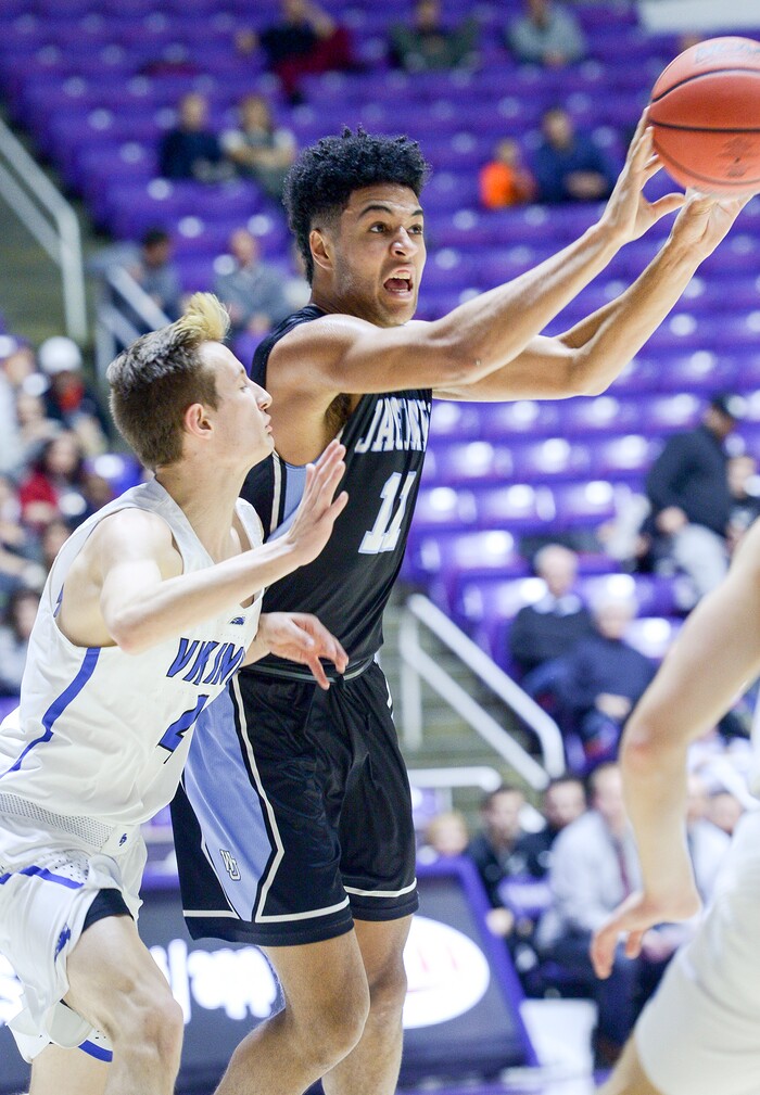 (Leah Hogsten  |  The Salt Lake Tribune) Weber's Austin Bartholomew (11) had 7 points and 8 rebounds. Pleasant Grove defeated West Jordan 62-54 in the 6A High School Boys' Basketball Tournament opening game at Weber State University’s Dee Events Center in Ogden,  Tuesday, Feb. 27, 2018. 