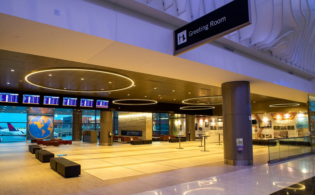 (Rick Egan  |  The Salt Lake Tribune)   The Greeting Room in the new terminal at the Salt Lake City International Airport on Tuesday, Sept. 15, 2020.