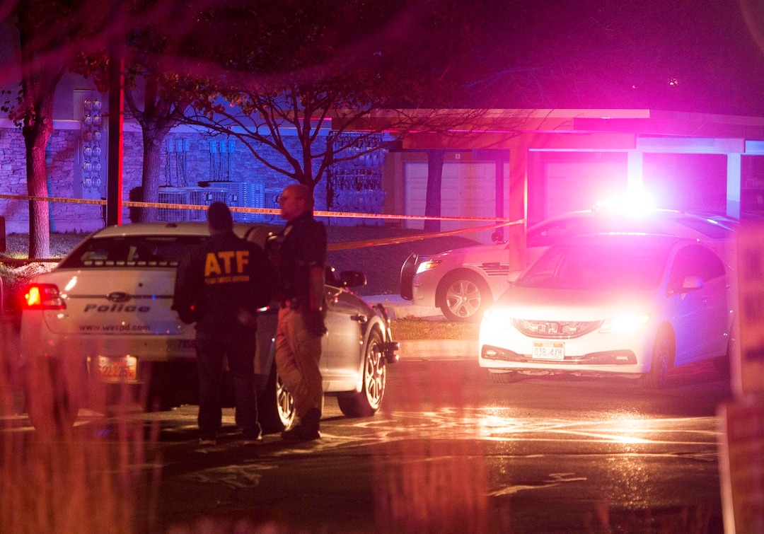 (Rick Egan  |  The Salt Lake Tribune)  Police investigate a shooting at the Village at Rivers Edge Apartment complex in West Valley, City, Tuesday, November 7, 2017.