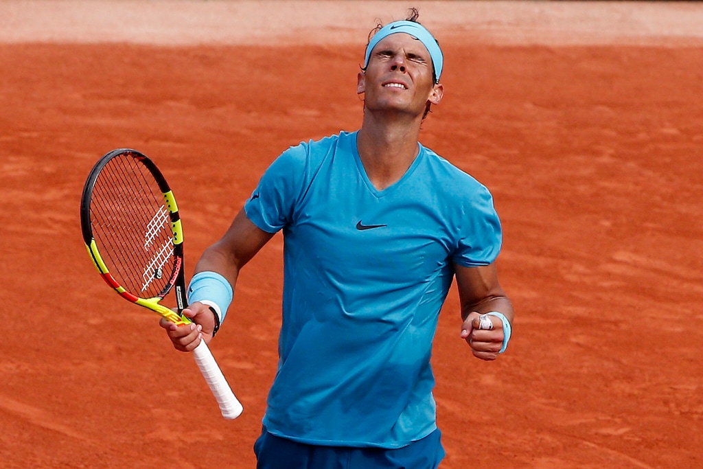 (Thibault Camus | The Associated Press) Spain's Rafael Nadal reacts as he plays Austria's Dominic Thiem during the men's final match of the French Open tennis tournament at the Roland Garros stadium, Sunday, June 10, 2018 in Paris.