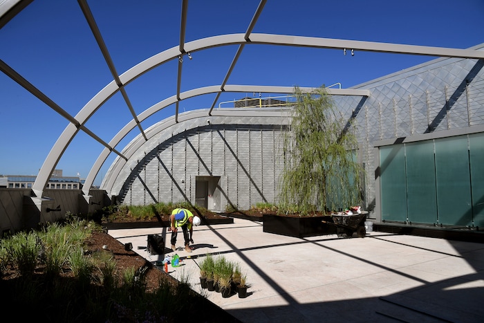 The Biblical Garden, still under construction, is near the dining area at Museum of the Bible. MUST CREDIT: Washington Post photo by Michael S. Williamson.