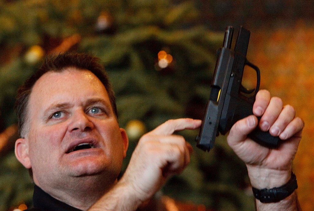 (Leah Hogsten  |  Tribune File Photo)  The free class turned away over 50 people said concealed firearms instructor Clark Aposhian during the OPSGEAR¨ and the Utah Shooting Sports Council's free Concealed Carry Weapons Class and Mass Violence Response Training at the Maverick Center,  Thursday December 27, 2012 in West Valley City. In Utah teachers with a conceal carry permit can already carry firearms into classrooms. The course is open to all school employees ranging from teachers, bus drivers, principals and custodians.