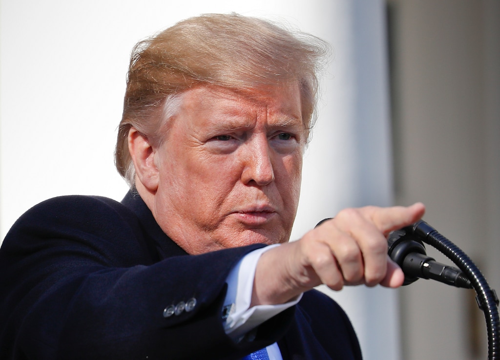 President Donald Trump points to a member of the media while taking questions after speaking during an event in the Rose Garden at the White House to declare a national emergency in order to build a wall along the southern border, Friday, Feb. 15, 2019 in Washington. (AP Photo/Pablo Martinez Monsivais)