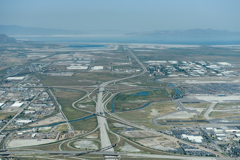 (Francisco Kjolseth  |  The Salt Lake Tribune)  Aerial photos of various Salt Lake points of interest including the proposed inland port area. Salt Lake Tribune, downtown, capitol, North Salt Lake. 