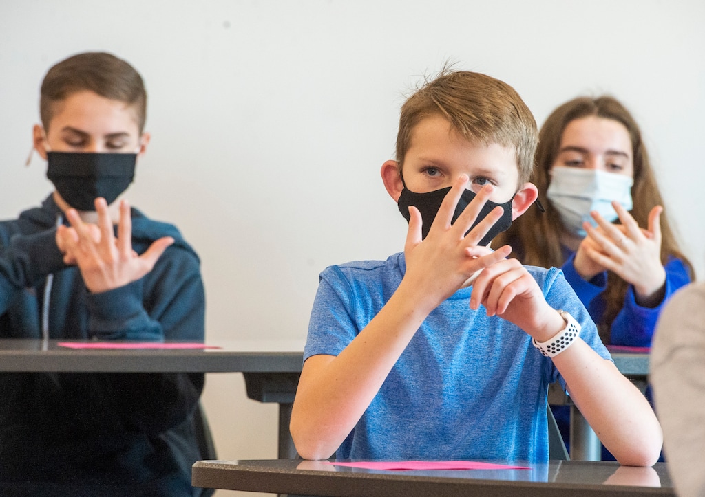 (Rick Egan | The Salt Lake Tribune) Students at Shoreline Junior High in Layton on Wednesday, Feb. 3, 2021. The Legislature has banned schools from requiring masks this year. But what if a district decided to defy that?