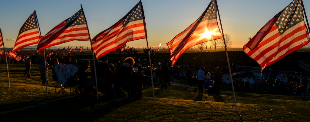 Leah Hogsten  |  The Salt Lake Tribune   Veterans, family members of active and retired military and patriotic supporters celebrated Veteran's Day at the Barker Park amphitheater in North Ogden with a  memorial for North Ogden's hometown hero Army Major Brent Russell Taylor, who was killed in action on November 3, 2018, while training an Afghan Army commando battalion in Afghanistan.