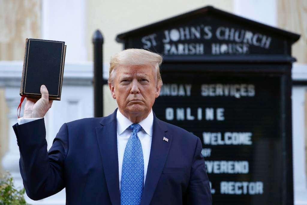 (Patrick Semansky | AP file photo)

In this June 1 photo, President Donald Trump holds a Bible as he visits outside St. John's Church across Lafayette Park from the White House.