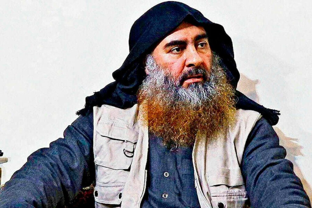 (Department of Defense | AP) This image released by the Department of Defense on Wednesday, Oct. 30, 2019, and displayed at a Pentagon briefing, shows an image of Islamic State leader Abu Bakr al-Baghdadi.