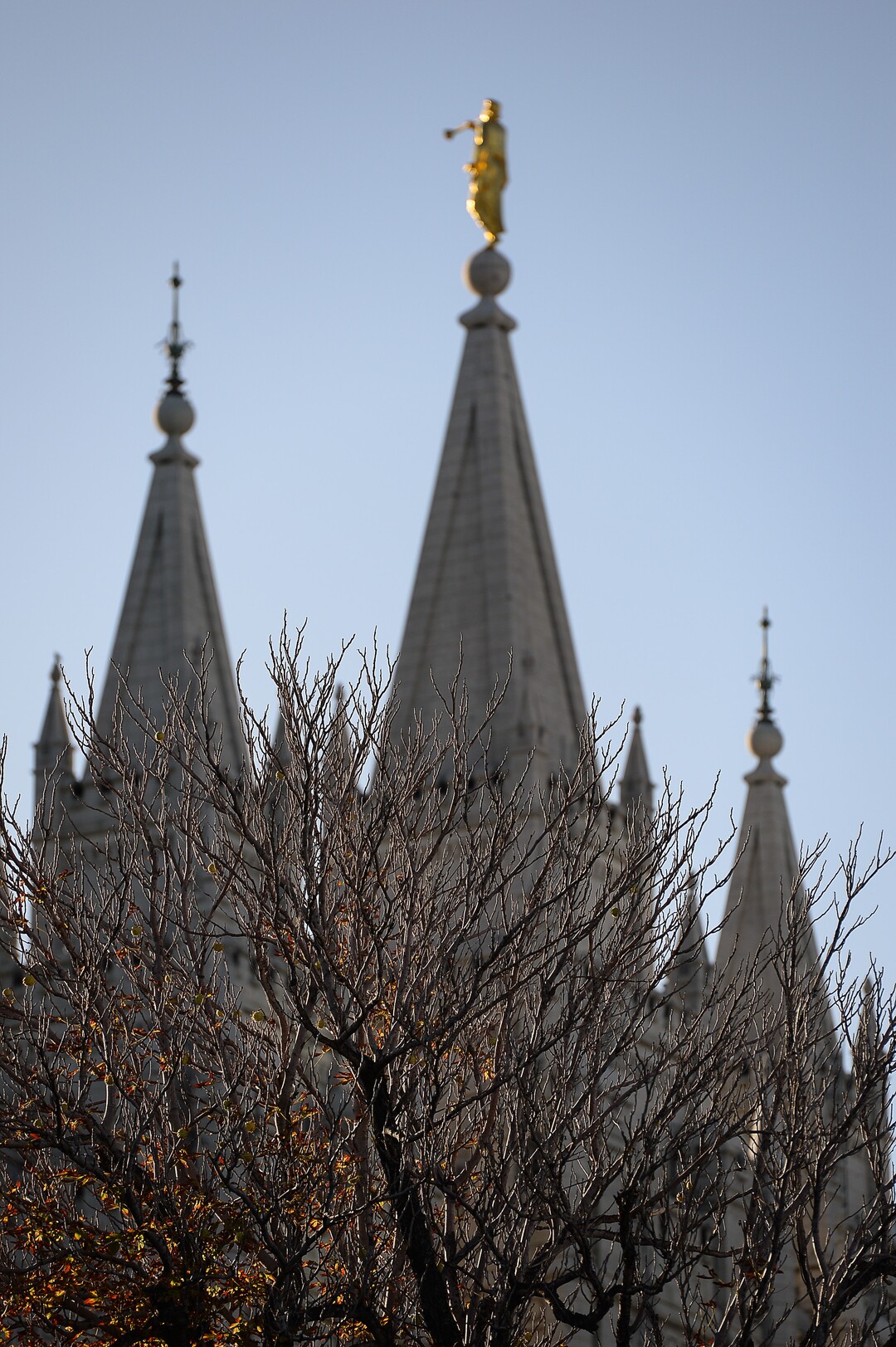 (Francisco Kjolseth  |  The Salt Lake Tribune)  The sun rises as people arrive for the Sunday session of the 189th twice-annual General Conference of The Church of Jesus Christ of Latter-day Saints at the Conference Center in Salt Lake City on Sunday, Oct. 6, 2019.