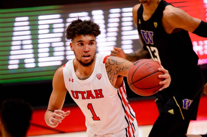 (Trent Nelson | The Salt Lake Tribune) Utah's Timmy Allen as Utah hosts Washington, NCAA basketball in Salt Lake City on Thursday, Dec. 3, 2020.