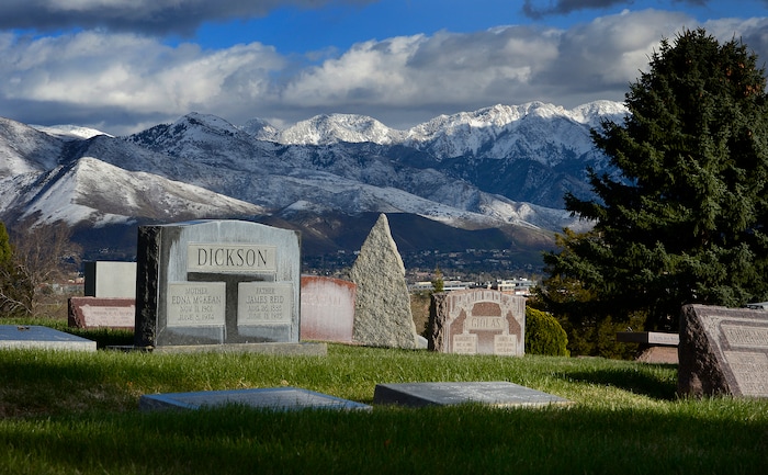 (Scott Sommerdorf | The Salt Lake Tribune)
The Salt Lake City Cemetery, Friday, April 13, 2018. The cemetery is historic, beloved by relatives, neighbors, nature and recreation lovers -- and needs about $27 million in repairs, improvements and financial aid. The city is reviewing a master plan to make fixes and improvements. 
