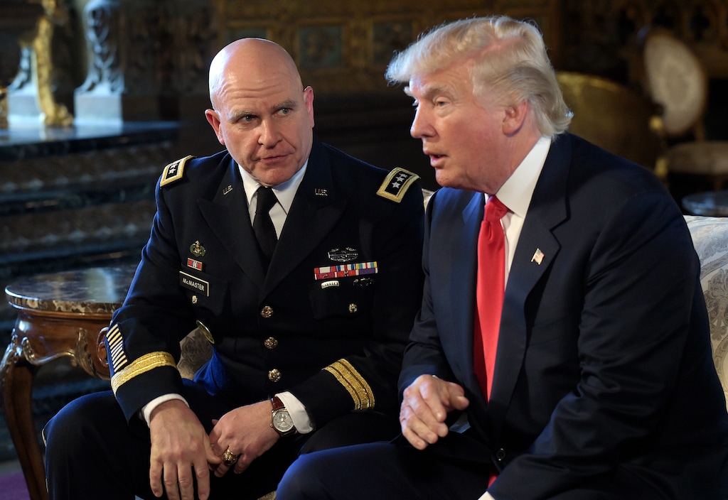 (Susan Walsh | The Associated Press)President Donald Trump, right, speaks as Army Lt. Gen. H.R. McMaster, left, listens at Trump's Mar-a-Lago estate in Palm Beach, Fla., Monday, Feb. 20, 2017, where Trump announced that McMaster will be the new national security adviser. McMaster on Sunday said Trump is not reconsidering the his decision to pull the U.S. out of the Paris climate deal, but the door still was open for a better agreement down the road.
