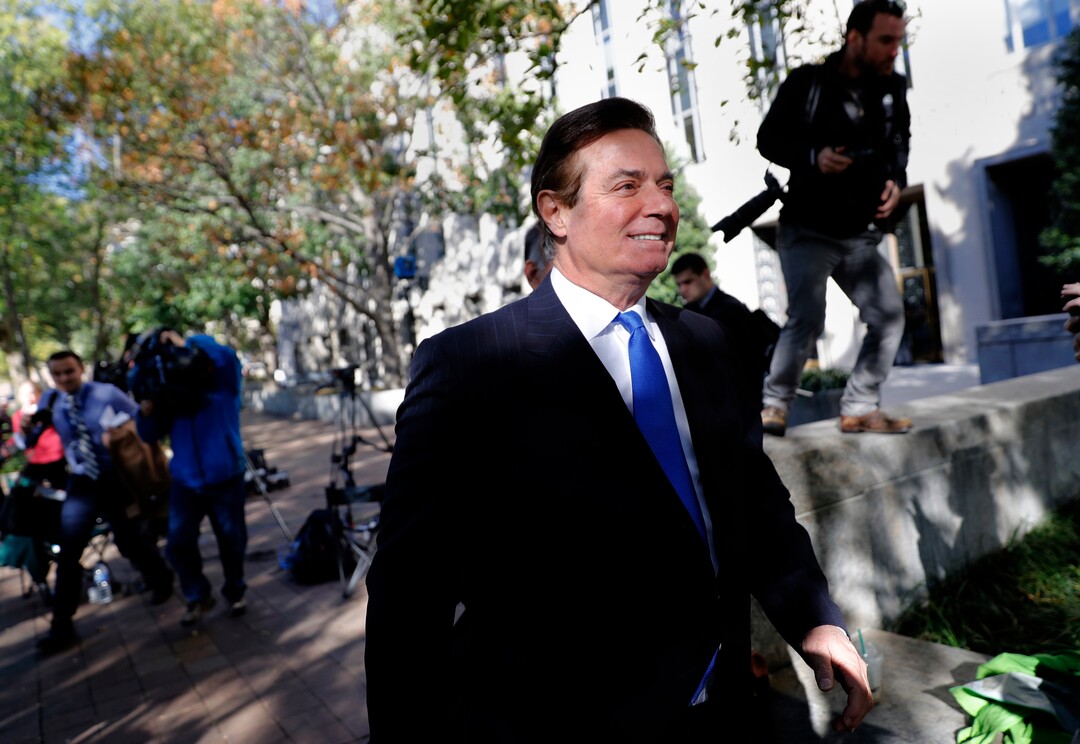 Paul Manafort leaves Federal District Court in Washington, Monday, Oct. 30, 2017. Manafort, President Donald Trump's former campaign chairman, and Manafort's business associate Rick Gates have pleaded not guilty to felony charges of conspiracy against the United States and other counts. (AP Photo/Alex Brandon)