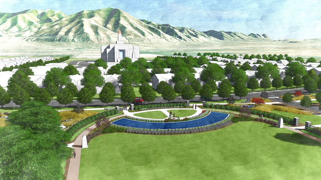 (Rendering courtesy of The Church of Jesus Christ of Latter-day Saints)
This is an artist's rendering of a portion of the planned residential community near the site of the Tooele Valley Temple.