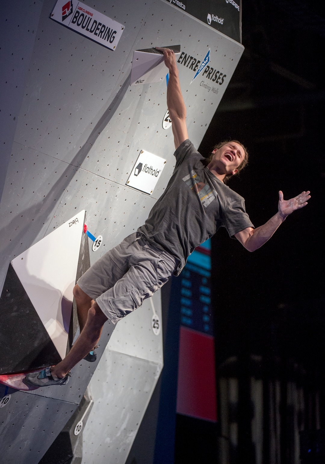 (Leah Hogsten  |  The Salt Lake Tribune) Salt Lake City native Nathaniel Coleman won the USA Climbing: Bouldering Open National Championships for the third consecutive time at the Salt Palace Convention Center, Saturday, February 3, 2018 in Salt Lake City, UT. . 