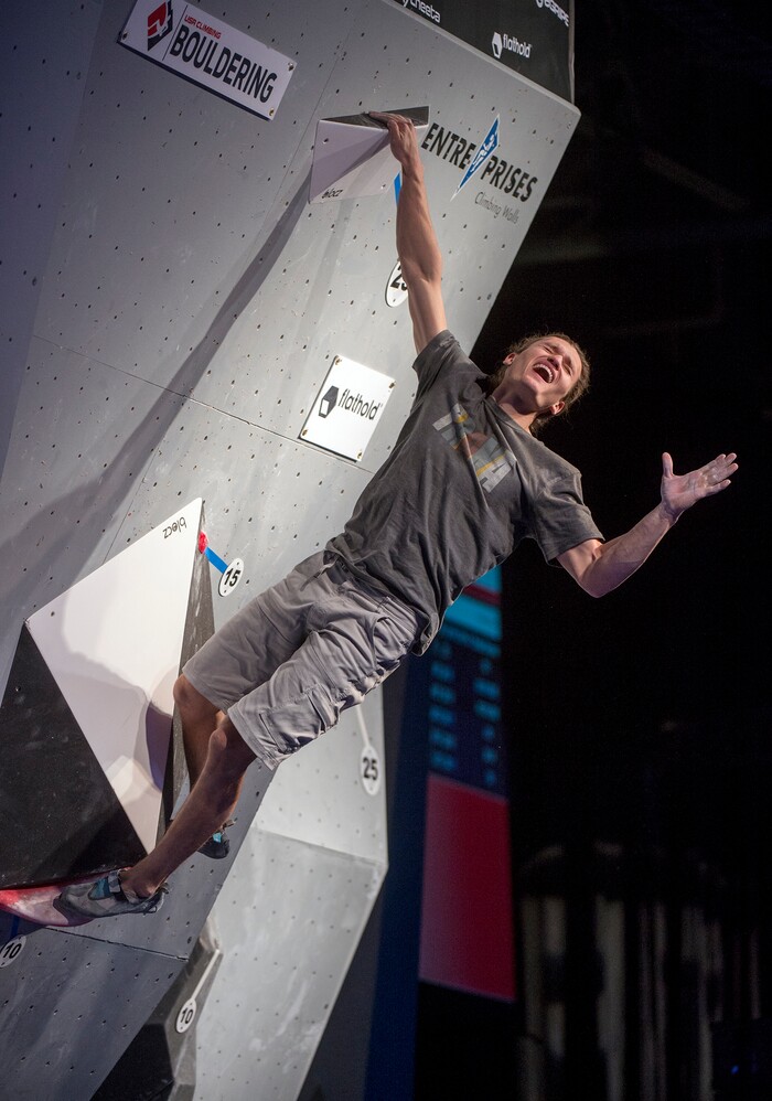 (Leah Hogsten  |  The Salt Lake Tribune) Salt Lake City native Nathaniel Coleman won the USA Climbing: Bouldering Open National Championships for the third consecutive time at the Salt Palace Convention Center, Saturday, February 3, 2018 in Salt Lake City, UT. 

. 