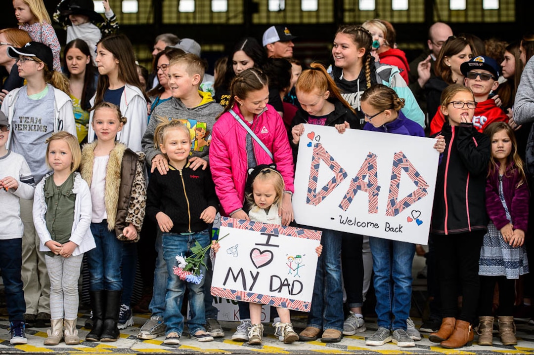 (Trent Nelson  |  The Salt Lake Tribune)  
Family members wait for a plane carrying almost 100 Soldiers from Utah Army National Guard’s Echo Battery, 1st Battalion, 145th Field Artillery, “Big Red” to land after a 10-month Middle East deployment, on Tuesday April 9, 2019 at Wright Air Base in Salt Lake City.