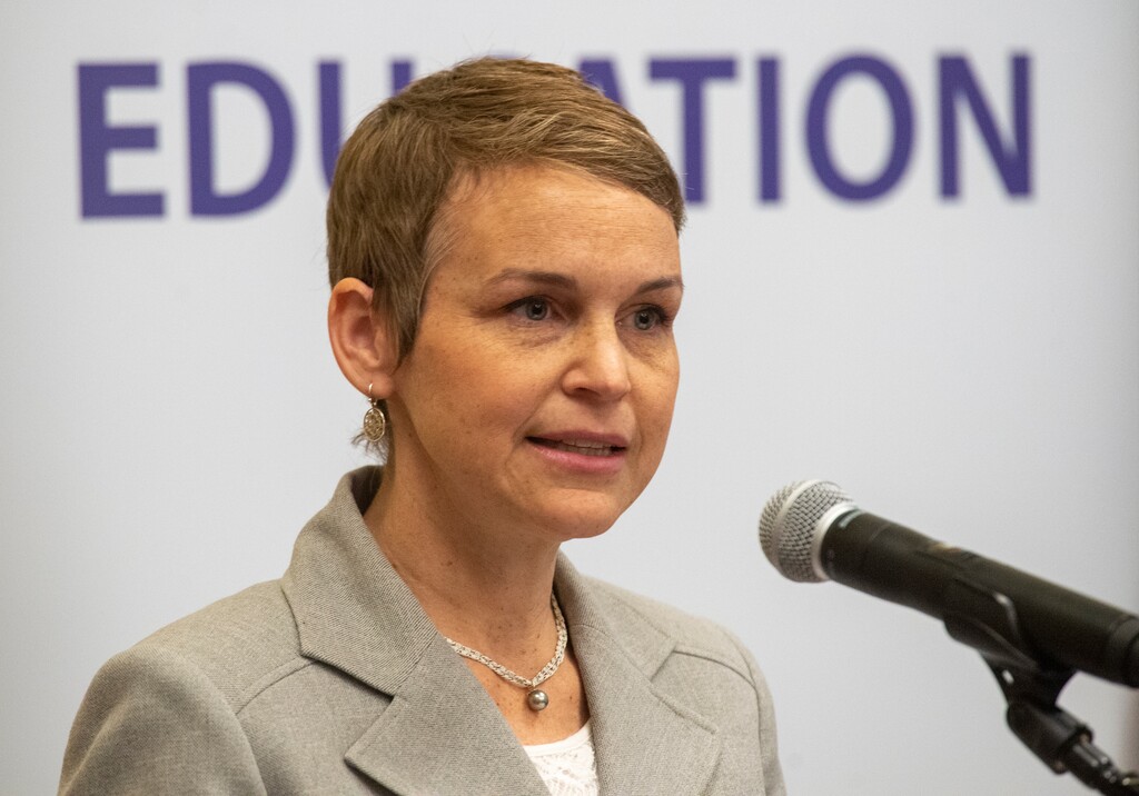 (Rick Egan  |  Tribune file photo) Utah State Board of Education Vice Chair Brittney Cummins speaks at a news conference at the Capitol, as the Utah State Board of Education presented its legislative priorities on Jan. 28, 2019.