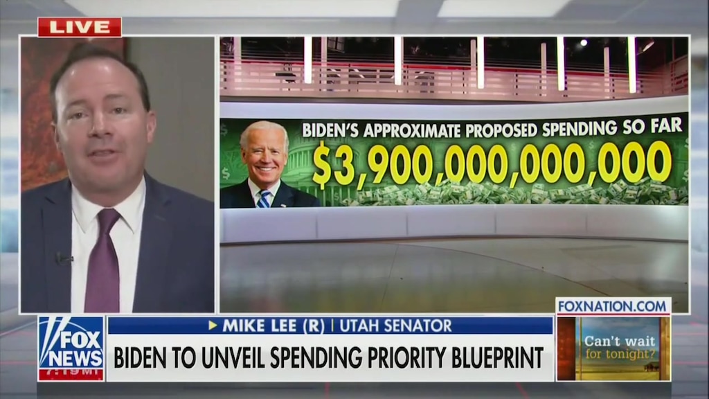 (Screengrab via grabien) Utah Sen. Mike Lee during an appearance on Fox News Channel, April 9, 2021