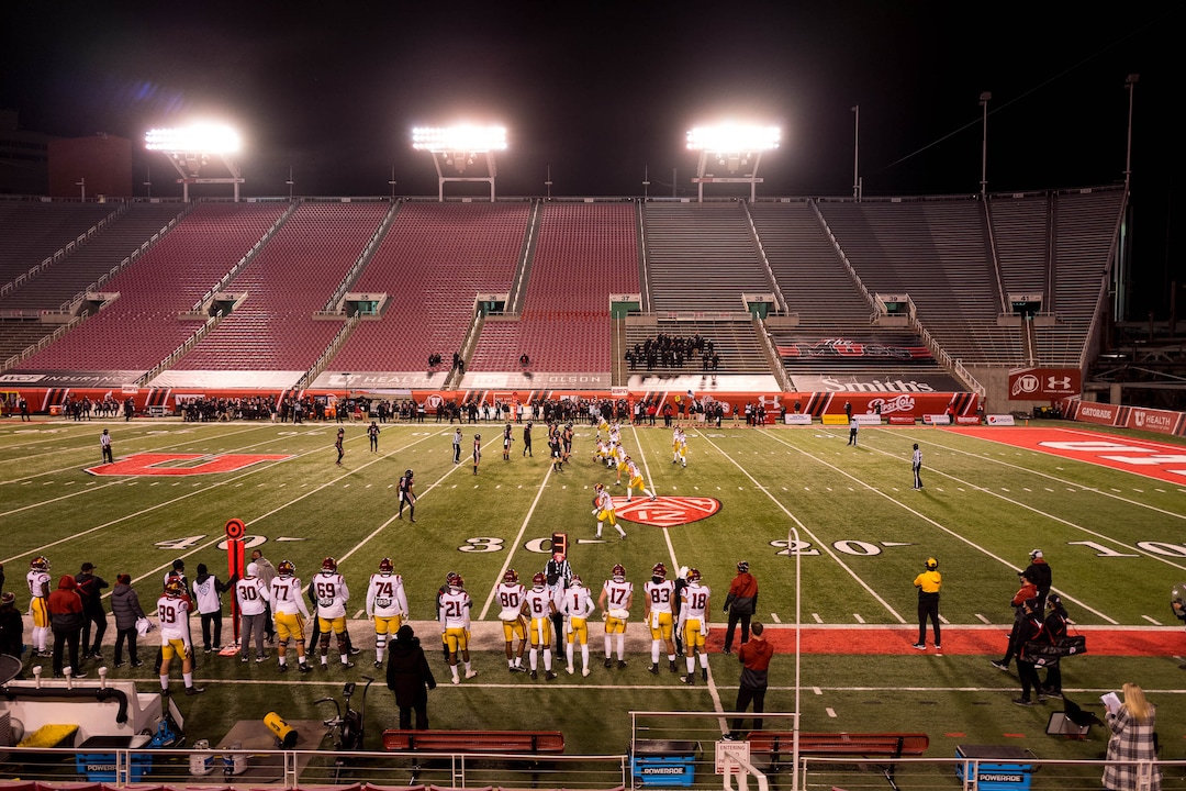 (Trent Nelson  |  The Salt Lake Tribune) The Utah Utes host the USC Trojans, NCAA football at Rice-Eccles Stadium in Salt Lake City on Saturday, Nov. 21, 2020.