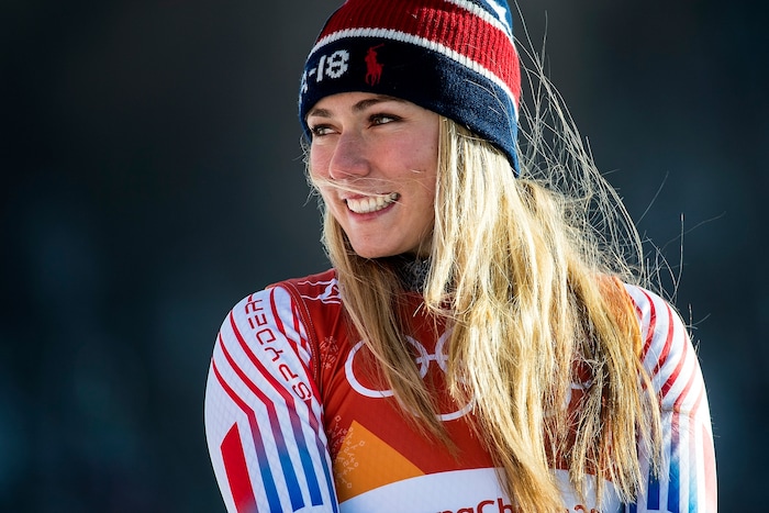 (Chris Detrick  |  The Salt Lake Tribune)  USA's Mikaela Shiffrin celebrates after winning gold in the Ladies' Giant Slalom at Yongpyong Alpine Centre during the Pyeongchang 2018 Winter Olympics Thursday, Feb. 15, 2018.  Shiffrin won the event with a time of 2:20.02.