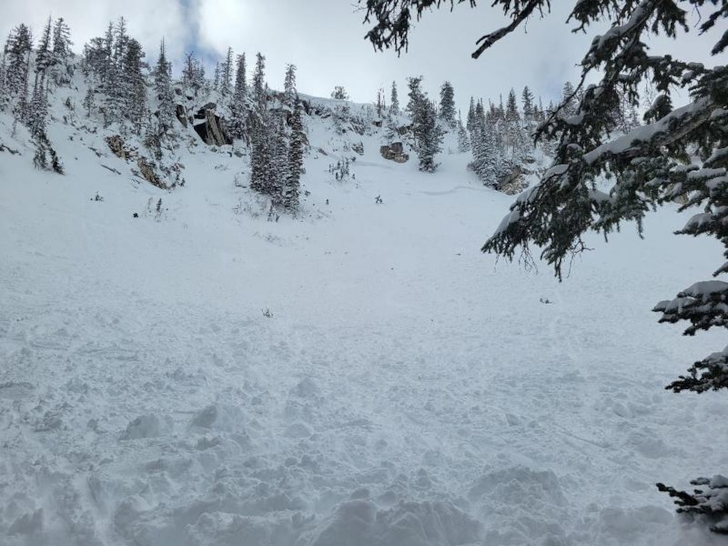(Brighton Ski Patrol, via Utah Avalanche Center) A Feb. 19 photo looking uphill toward the crown of the avalanche that swept up an 11-year-old girl just outside of Brighton's marked boundaries.