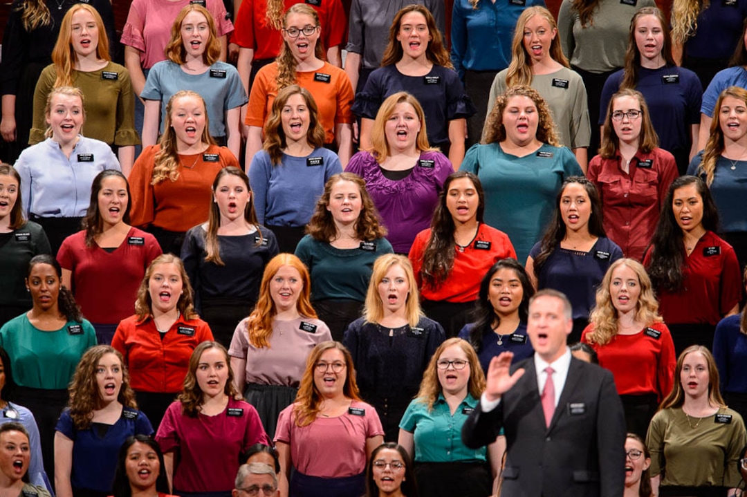 (Trent Nelson | The Salt Lake Tribune)  A choir from the Missionary Training Center in Provo sings at the General Conference of The Church of Jesus Christ of Latter-day Saints in Salt Lake City, Saturday Oct. 6, 2018.