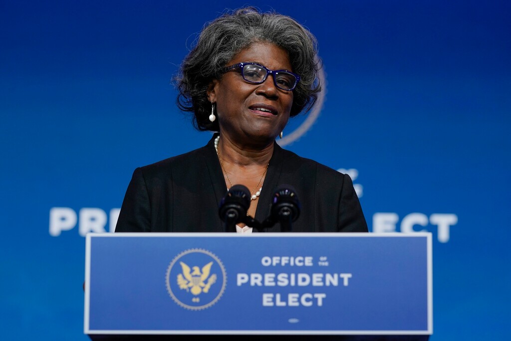 (Carolyn Kaster | AP file photo) Linda Thomas-Greenfield speaks on Nov. 24, 2020, after Joe Biden picked her as his nominee to be America’s ambassador to the United Nations.