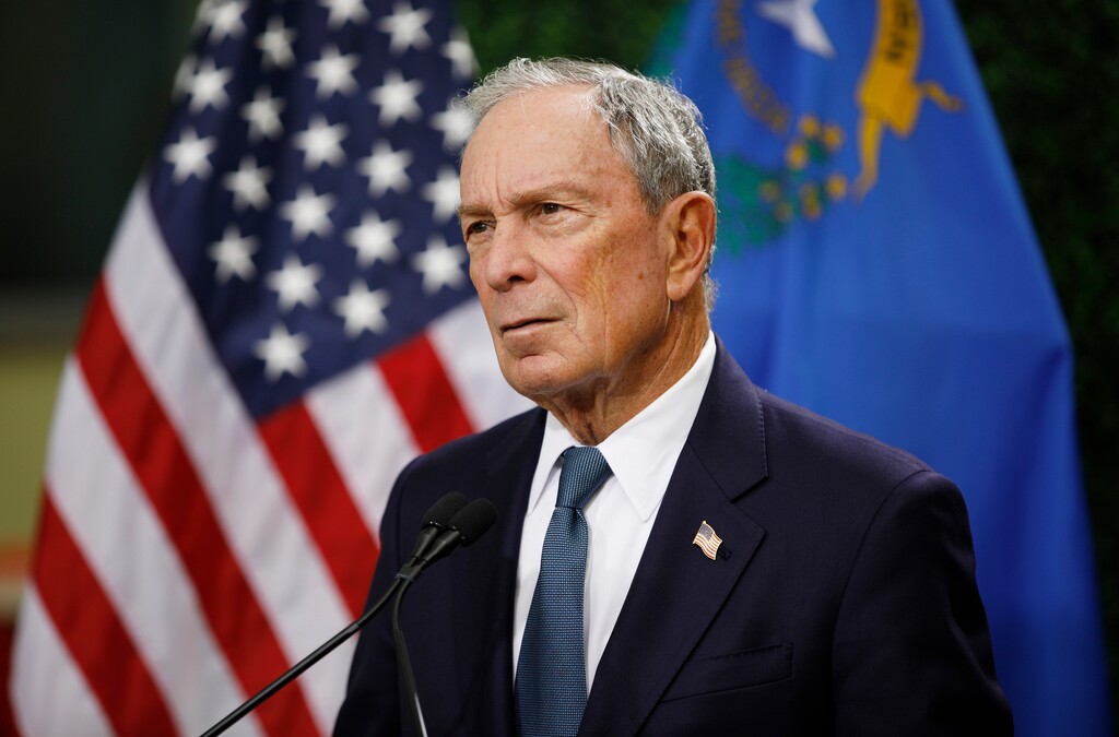 (John Locher | AP file photo) Former New York City Mayor Michael Bloomberg speaks in February at a news conference at a gun control advocacy event in Las Vegas. The 77-year-old formally launched a Democratic bid for president Sunday in a written statement posted on a campaign website describing himself as uniquely positioned to defeat President Donald Trump.