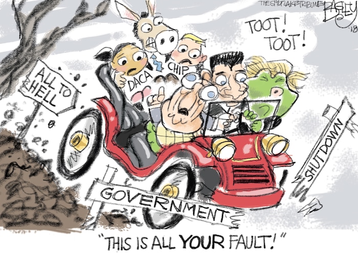 This Pat Bagley cartoon appears in The Salt Lake Tribune on Friday, Jan. 19, 2018.