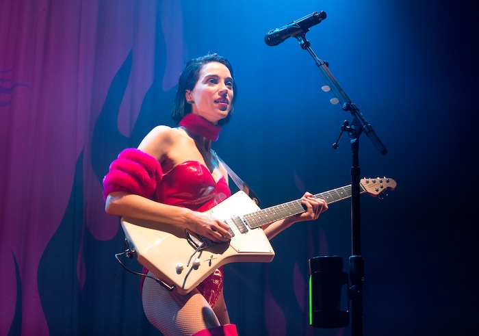 (Owen Sweeney | Invision/AP file photo) Annie Clark performs in concert as St. Vincent during her "Fear The Future Tour" at The Electric Factory on Tuesday, Nov. 28, 2017, in Philadelphia.